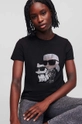 czarny Karl Lagerfeld t-shirt bawełniany