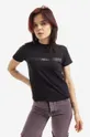 μαύρο Βαμβακερό μπλουζάκι Aries Shrunken Zip Tee Γυναικεία