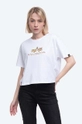 белый Хлопковая футболка Alpha Industries Basic Tee COS Hol Print Женский