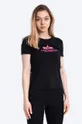 czarny Alpha Industries t-shirt bawełniany New Basic T Neon Print Damski
