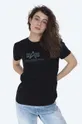 μαύρο Βαμβακερό μπλουζάκι Alpha Industries New Basic Tee Reflective Γυναικεία