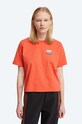 Bombažna kratka majica Wood Wood Steffi T-Shirt x Fila Potisk oranžna 688376.B026
