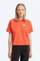 oranžová Bavlnené tričko Wood Wood Steffi T-Shirt x Fila Dámsky