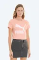 różowy Puma t-shirt bawełniany Classics Logo Tee Damski