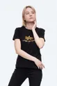 чёрный Хлопковая футболка Alpha Industries New Basic T Hol. Print Wmn Женский