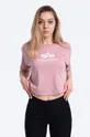 розовый Хлопковая футболка Alpha Industries Basic Tee Женский