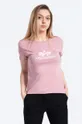ροζ Βαμβακερό μπλουζάκι Alpha Industries New Basic T Wmn Γυναικεία