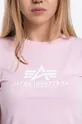 różowy Alpha Industries t-shirt bawełniany New Basic T Wmn