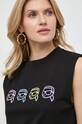 Karl Lagerfeld top bawełniany czarny 241W1701