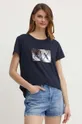 granatowy Armani Exchange t-shirt bawełniany