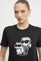 Karl Lagerfeld pamut póló fekete A1W17129
