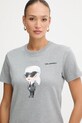 Pamučna majica Karl Lagerfeld siva A1W17130