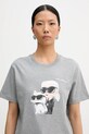 Βαμβακερό μπλουζάκι Karl Lagerfeld IKON γκρί A3W17077