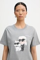 Βαμβακερό μπλουζάκι Karl Lagerfeld IKON γκρί A3W17077