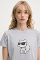 Karl Lagerfeld pamut póló szürke A3W17110