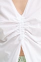 Renewed camicetta in cotone creative upcycling koszulowy.top bianco