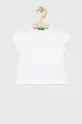 biały United Colors of Benetton t-shirt bawełniany dziecięcy Dziewczęcy