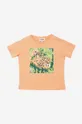 оранжевый Детская хлопковая футболка Kenzo Kids Short Sleeves Tee-Shirt Для девочек
