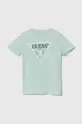 turkusowy Guess t-shirt bawełniany dziecięcy Dziewczęcy