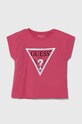 Guess t-shirt dziecięcy z elastanem różowy J81I15.J1311.PPYH