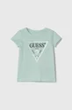 бирюзовый Хлопковая футболка Guess Для девочек