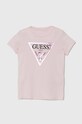 Guess tricou de bumbac pentru copii print roz J73I56.K8HM0.9BYH