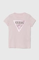 Детская хлопковая футболка Guess хлопок розовый J73I56.K8HM0.9BYH