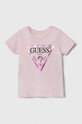 Guess tricou de bumbac pentru copii print roz K73I56.K8HM0.9BYH