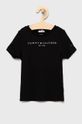 czarny Tommy Hilfiger T-shirt bawełniany dziecięcy Dziecięcy