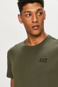 brązowa zieleń EA7 Emporio Armani t-shirt bawełniany