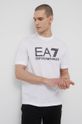 bílá Bavlněné tričko EA7 Emporio Armani Pánský