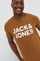 hnedá Bavlnené tričko Jack & Jones