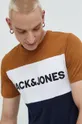 brązowy Jack & Jones t-shirt bawełniany