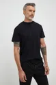 Βαμβακερό μπλουζάκι Selected Homme μαύρο