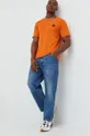 Βαμβακερό μπλουζάκι Jack & Jones Jcoclassic πορτοκαλί