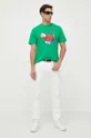 Βαμβακερό μπλουζάκι MC2 Saint Barth πράσινο