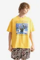 żółty PLEASURES t-shirt bawełniany River Pigment Męski