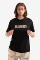 czarny PLEASURES t-shirt bawełniany Tickle Logo Męski