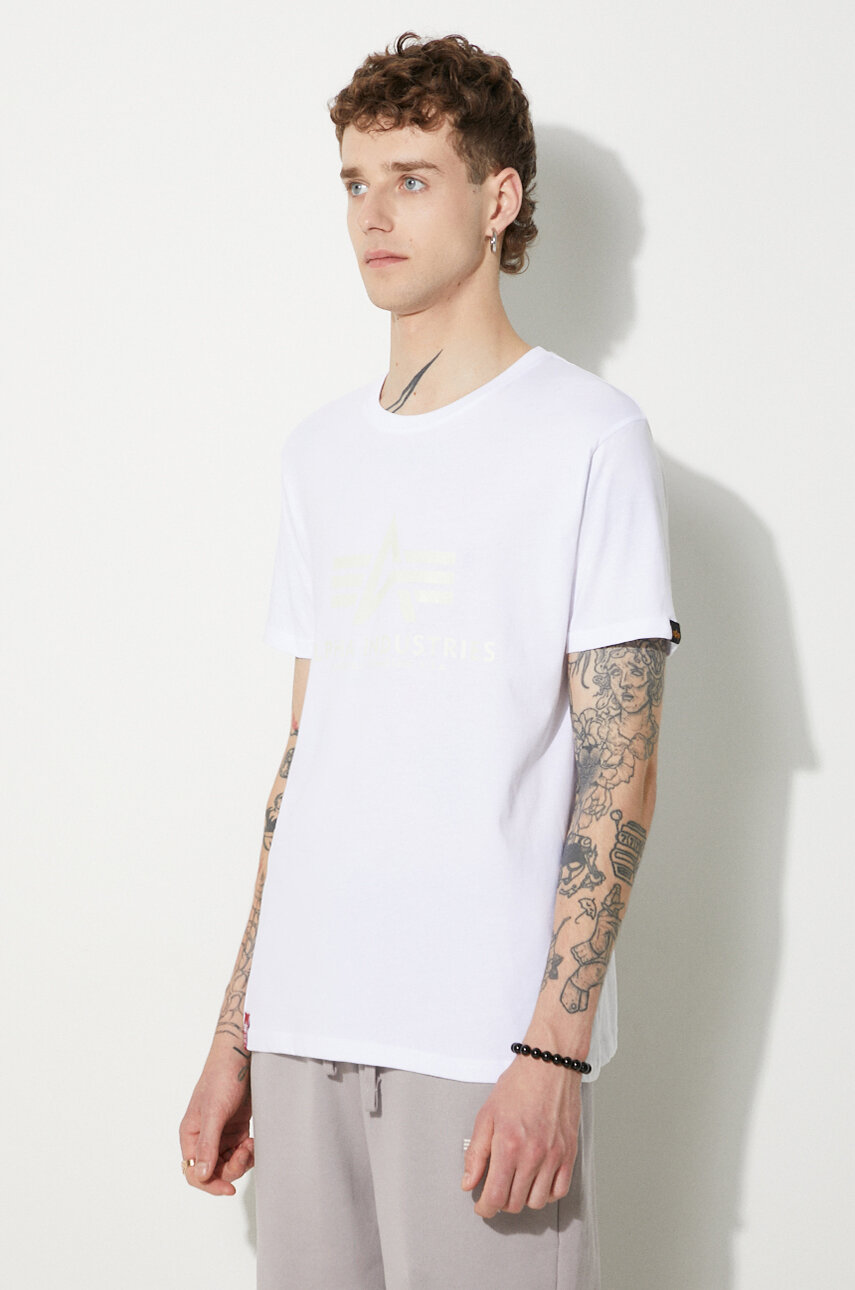 Alpha Industries t-shirt bawełniany Basic T Kryptonite biały 116521.09