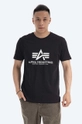 negru Alpha Industries tricou din bumbac Basic T Kryptonite De bărbați