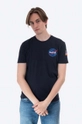 sötétkék Alpha Industries pamut póló 176507 07 Space Shuttle T Férfi