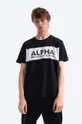 negru Alpha Industries tricou din bumbac De bărbați