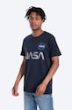 Alpha Industries t-shirt bawełniany NASA Reflective T nadruk granatowy 178501.07