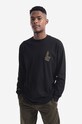 Maharishi cotton longsleeve top plain black 3644.BLACK