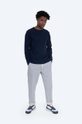 Norse Projects cotton longsleeve top Johannes Compact Waffle LS navy