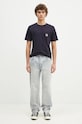 Bavlněné tričko Carhartt WIP S/S Pocket T-Shirt I030434.1CXX námořnická modř