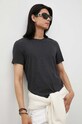 American Vintage tricou din bumbac melanj negru MDEC1C