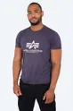 fialová Bavlnené tričko Alpha Industries Pánsky