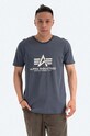Bavlnené tričko Alpha Industries regular sivá 100501.136