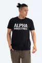 μαύρο Βαμβακερό μπλουζάκι Alpha Industries Camo Ανδρικά